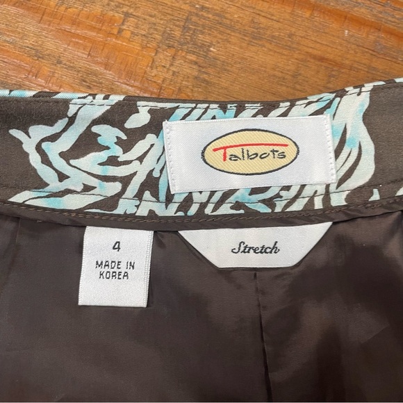 Talbots Silk Blend Stretch Brown Blue Dress Pants Stretch size 4 Classy paisley - Picture 7 of 11